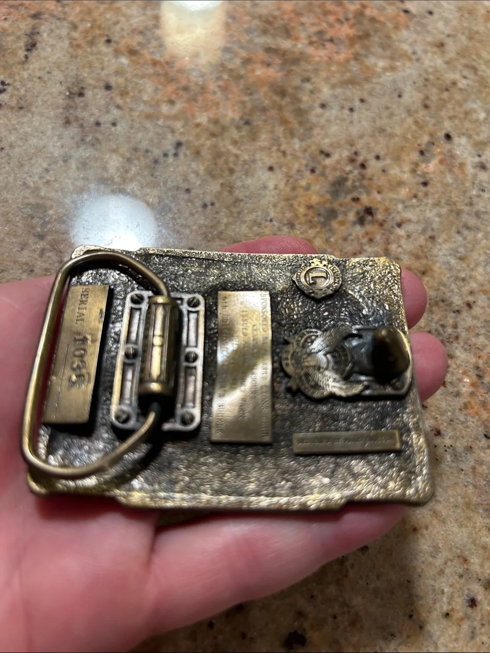 RARE!!! vintage brass Commemorative Rectangular Zerelda and Jesse James Buckle